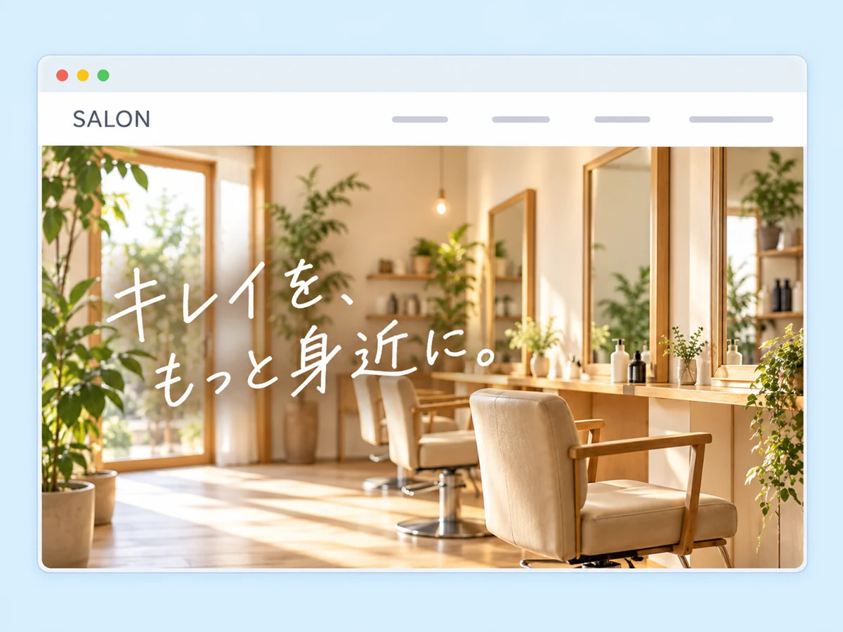説明を大きな画像の中に載せた店舗サイトの例
